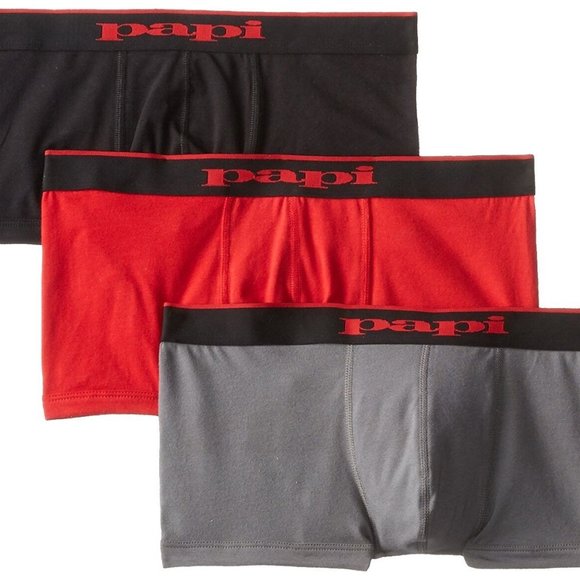 Papi Men's 3-Pack Brazilian Solid Trunk - 980501 (Red/Black/Grey) - Picture 1 of 1
